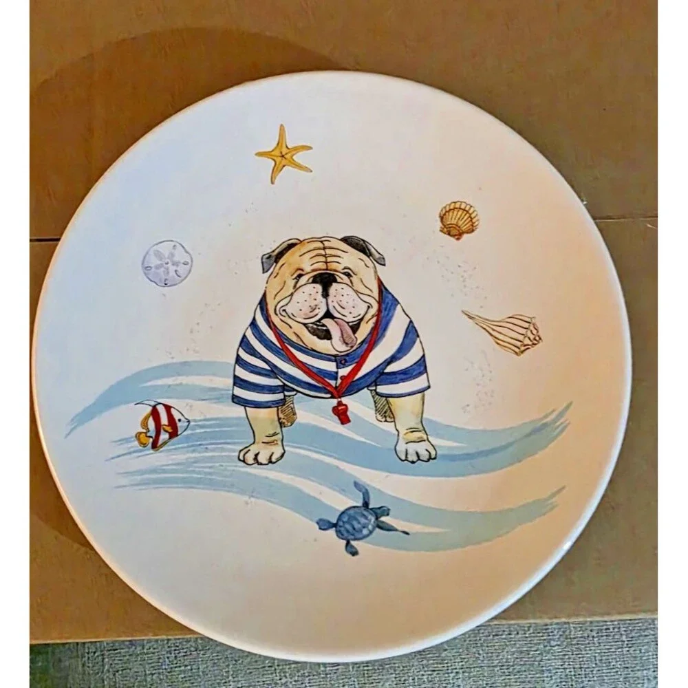 2 Certified International Sherri Buck Baldwin Dog Swimsuits Beach Ocean Plates